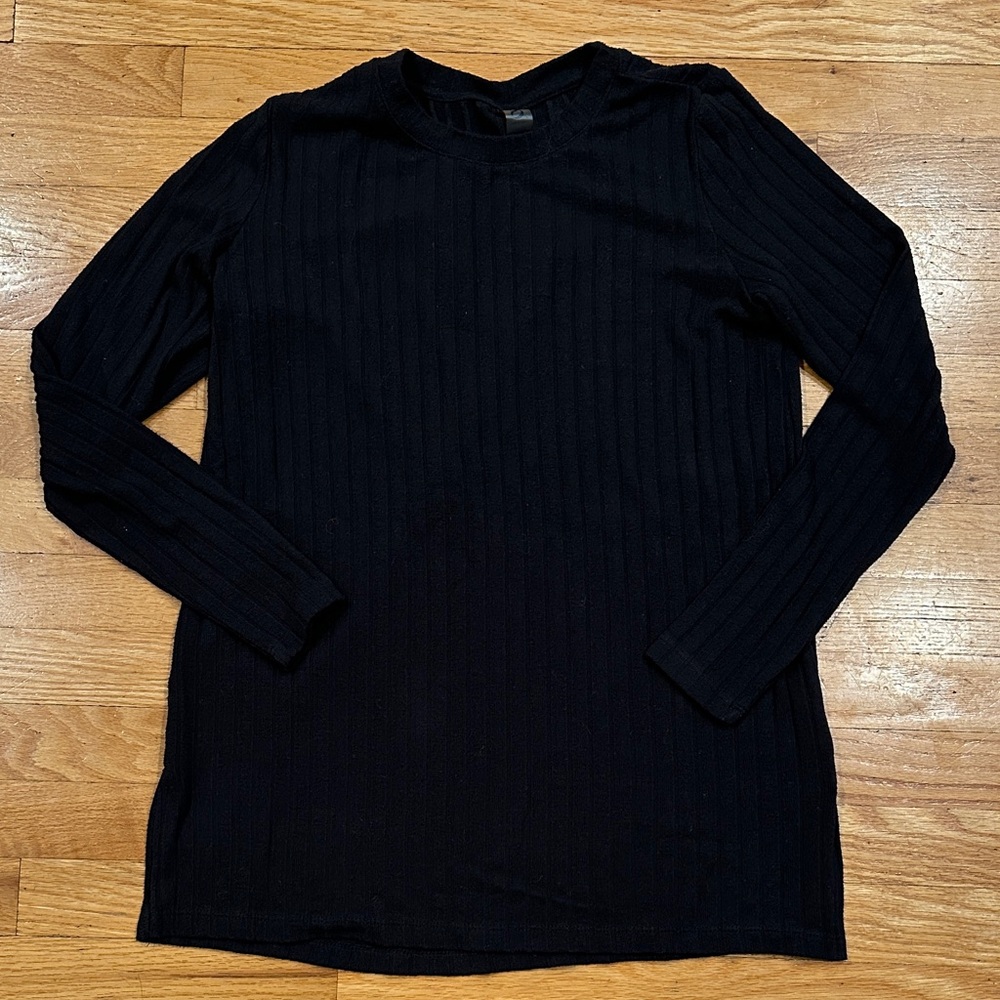 LOFT Lou & Grey Black Top with Ribs, Size M